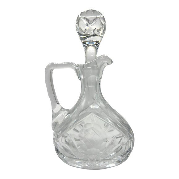 Antique Crystal Oil & Vinegar Bottle With Rose Pattern Engravings - Picture 12 of 13